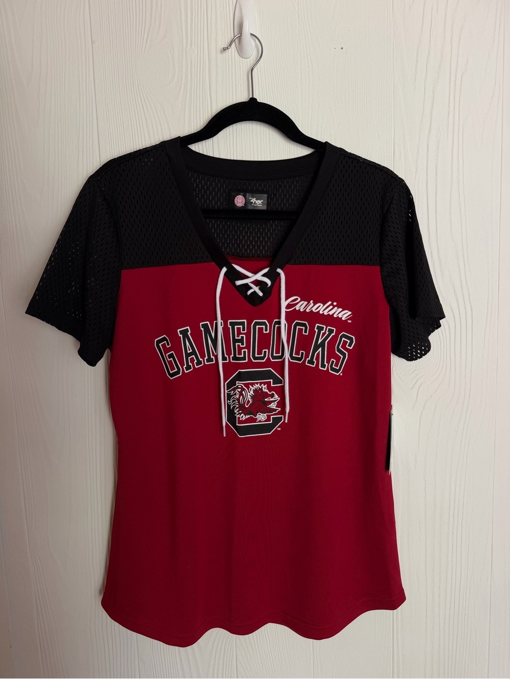 NWT Gamecocks Lace-Up V-Neck Tee - Garnet & Black